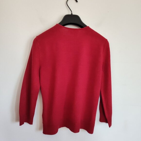 Ladies Petite SZ PS Lauren Ralph Lauren Red Silk/Cashmere Cardigan Sweat… - Picture 2 of 3
